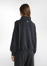 SOFT TOUCH FULL ZIP SWEATSHIRT - BLACK - BLACK | DEHA