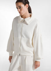 SOFT TOUCH FULL ZIP SWEATSHIRT - WHITE - MILK WHITE | DEHA