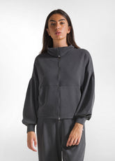 SOFT TOUCH FULL ZIP SWEATSHIRT - GREY - LEAD GREY | DEHA