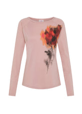 T-SHIRT MANICHE LUNGHE IN MODAL CON STAMPA ROSA - Tinto in Capo | DEHA