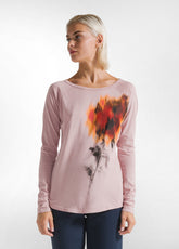 LANGÄRMELIGE T-SHIRT AUS MODAL MIT AUFDRUCK - PINK - MISTY ROSE | DEHA