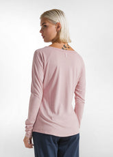 T-SHIRT MANICHE LUNGHE IN MODAL CON STAMPA ROSA - MISTY ROSE | DEHA