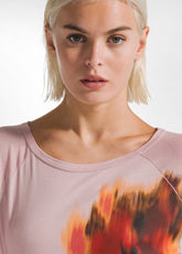 T-SHIRT MANICHE LUNGHE IN MODAL CON STAMPA ROSA - MISTY ROSE | DEHA