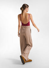 PANTALONE PALAZZO IN FELPA LUREX MARRONE - HAZELNUT | DEHA