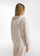 FELPA LUREX CON ZIP E CAPPUCCIO BIANCO - CREAM | DEHA