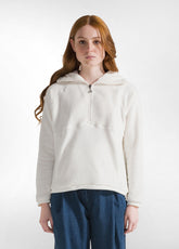 POLAR FLEECE HALF-ZIP HOODIE - WHITE - MILK WHITE | DEHA