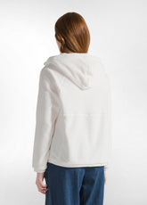 FELPA DI PILE CON MEZZA ZIP E CAPPUCCIO BIANCO - MILK WHITE | DEHA