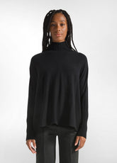 WOOLY BLEND HIGH NECK SWEATER - BLACK - Warm and Cozy | DEHA