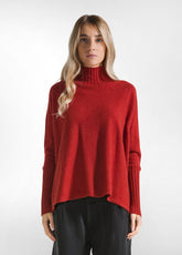 WOOLY BLEND HIGH NECK SWEATER - ORANGE - Warm and Cozy | DEHA