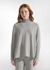 WOOLY BLEND HIGH NECK SWEATER - GREY - Warm and Cozy | DEHA