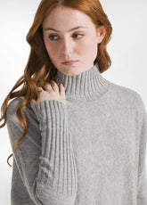 WOOLY BLEND HIGH NECK SWEATER - GREY - GREY MELANGE | DEHA