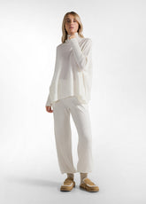 WOOLY BLEND KNITTED JOGGER PANTS - WHITE - Warm and Cozy | DEHA