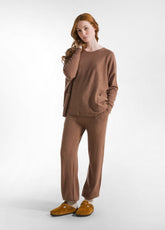 JOGGER DI MAGLIA IN MISTO LANA MARRONE - GLACE' BROWN | DEHA