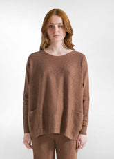 LOOSE PULLOVER AUS WOLLGEMISCH - BRAUN - GLACE' BROWN | DEHA