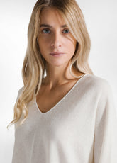 WOOLY BLEND V-NECK SWEATER - WHITE - MILK WHITE | DEHA