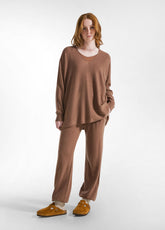 WOOLY BLEND V-NECK SWEATER - BROWN - GLACE' BROWN | DEHA