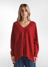 WOOLY BLEND V-NECK SWEATER - ORANGE - Warm and Cozy | DEHA