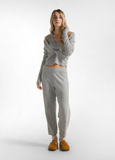 LOUNGE KNITTED CARROT-FIT PANTS - GREY - GREY MELANGE | DEHA