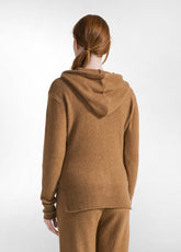 KNITTED HOODED CARDIGAN - BROWN - GLACE' BROWN | DEHA