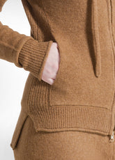 CARDIGAN CON ZIP E CAPPUCCIO MARRONE - GLACE' BROWN | DEHA