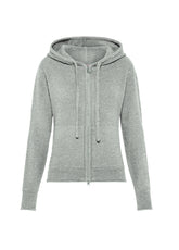 CARDIGAN CON ZIP E CAPPUCCIO GRIGIO - GREY MELANGE | DEHA