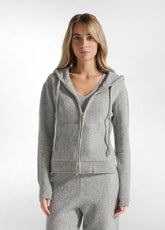 CARDIGAN CON ZIP E CAPPUCCIO GRIGIO - GREY MELANGE | DEHA