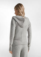 CARDIGAN CON ZIP E CAPPUCCIO GRIGIO - GREY MELANGE | DEHA