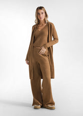 PANTALONE IN MAGLIA GAMBA LARGA MARRONE - Warm and Cosy | DEHA