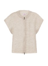 WOOLY BOUCLE' ZIPPED VEST - WHITE - CREAM | DEHA