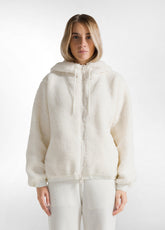 LINED TEDDY JACKET - WHITE - Warm and Cozy | DEHA