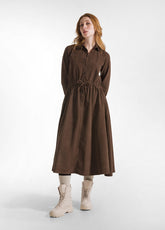 LANGES KLEID AUS LEICHTEM CORD - BRAUN - COFFEE BROWN | DEHA