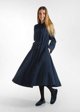 LANGES KLEID AUS LEICHTEM CORD - BLAU - NIGHT BLUE | DEHA