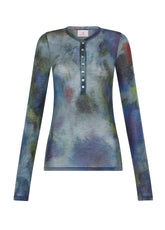 T-SHIRT SERAFINO IN LYOCELL STAMPATO OTHER - PAINTED BLUE | DEHA