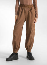 PANTALONE CARGO IN VELLUTO MARRONE - GLACE' BROWN | DEHA