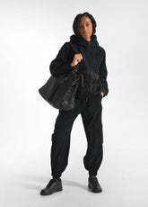 POLAR TEDDY HOODED JACKET - BLACK - BLACK | DEHA