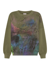 GRAPHIC COMFY SWEATSHIRT - GREEN - OLIVE GREEN | DEHA