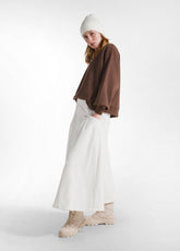 CORDUROY PLEATED SKIRT - WHITE | DEHA