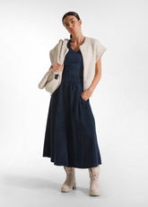 CORDUROY PLEATED SKIRT - BLUE - Dresses, skirts and jumpsuits | DEHA