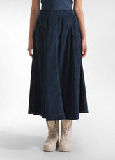 CORDUROY PLEATED SKIRT - BLUE - NIGHT BLUE | DEHA