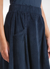 CORDUROY PLEATED SKIRT - BLUE - NIGHT BLUE | DEHA