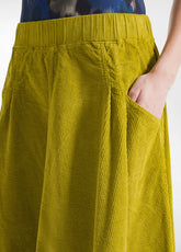 CORDUROY PLEATED SKIRT - GREEN - LIME GREEN | DEHA