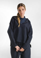 LIGHT BOILED WOOL HOODIE - BLUE - NIGHT BLUE | DEHA