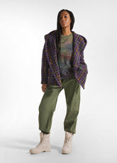 GIACCONE IN TWEED BOUCLE' VIOLA - PURPLE CHECKS | DEHA