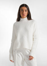 HIGH-NECK FLUFFY SWEATER - WHITE - Warm and Cozy | DEHA