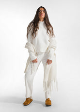 HIGH-NECK FLUFFY SWEATER - WHITE - MILK WHITE | DEHA