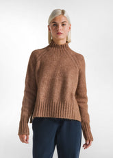 HIGH NECK FLUFFY SWEATER - BROWN - Warm and Cozy | DEHA