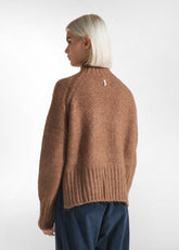 HIGH NECK FLUFFY SWEATER - BROWN - GLACE' BROWN | DEHA