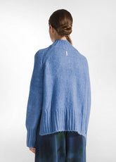 HIGH NECK FLUFFY SWEATER - BLUE - SKY BLUE | DEHA