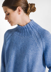 HIGH NECK FLUFFY SWEATER - BLUE - SKY BLUE | DEHA