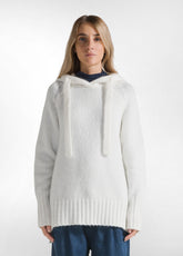 PULLOVER SOFFICE CON CAPPUCCIO BIANCO - MILK WHITE | DEHA